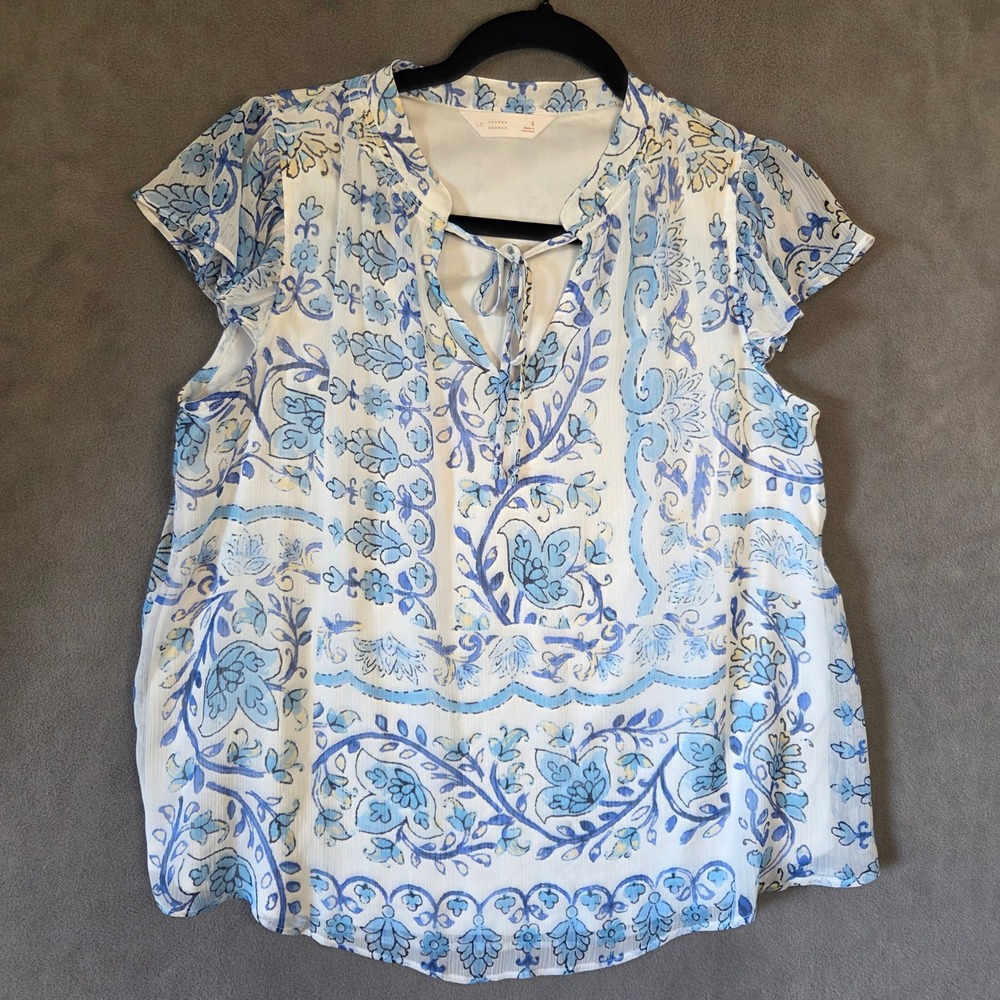 Lauren Conrad Floral Paisley Sheer Top Women Small Lined Boho Ethereal Cottage